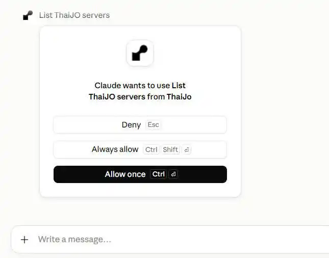 Claude ขออนุญาตเรียกใช้ ThaiJO integration เพื่อค้นข้อมูลจากฐานวารสารวิชาการไทย